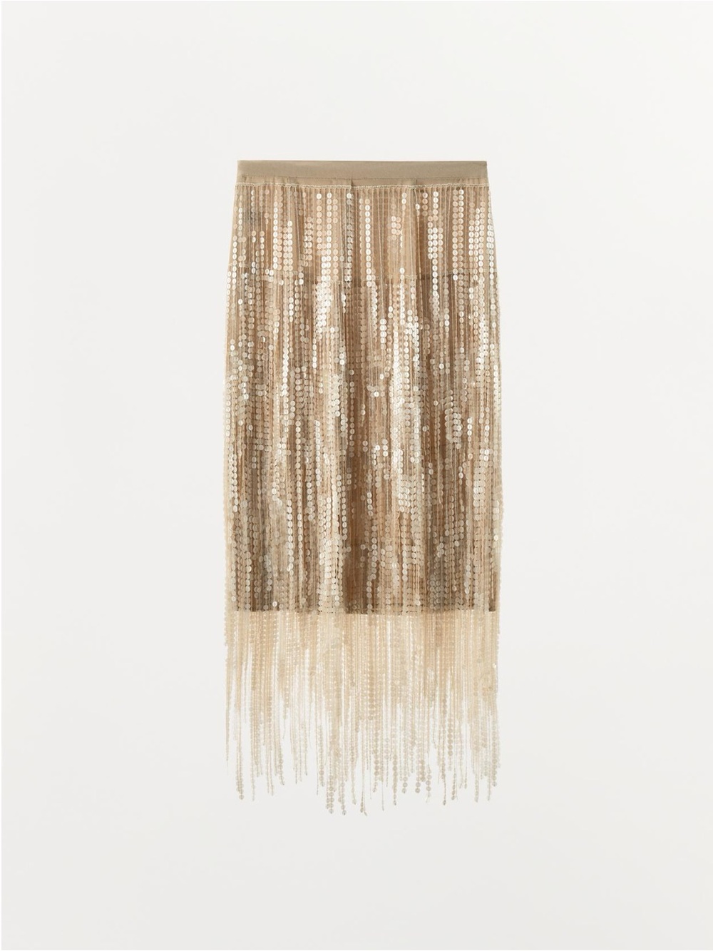 Zara SEQUIN FRINGE MIDI SKIRT - Picture 6 of 12